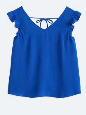 V-Neck Ruffle Cap Sleeve Camisole - Royal Blue